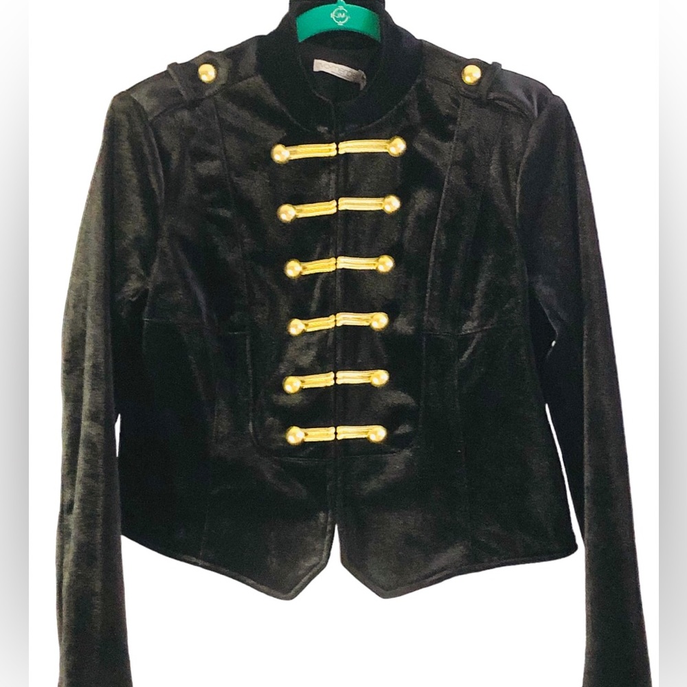 Eva Mendes Black Military Statement Petite Jacket - Picture 2 of 8